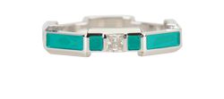 Gucci Link To Love Ring, 18K WhiteGold/Diamond/Enamel, Green, Sz J, B, 3*