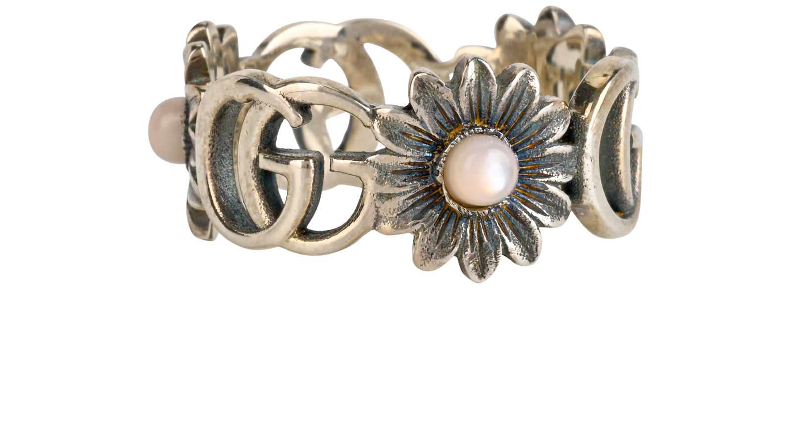 Gucci Interlocking G Flower Ring, &pound;150, Jewellery, Silver, Sterling Silver, Side view
