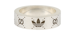 Gucci x Adidas Ring, Metal, Silver, Sz M, DB/B, 3*