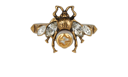 Gucci GG Bee Ring, £210, Jewellery, Gold, Brass, Front view