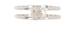 Gucci Interlocking G Open Band Ring, Silver 925, Sz X, DB/B, 2*