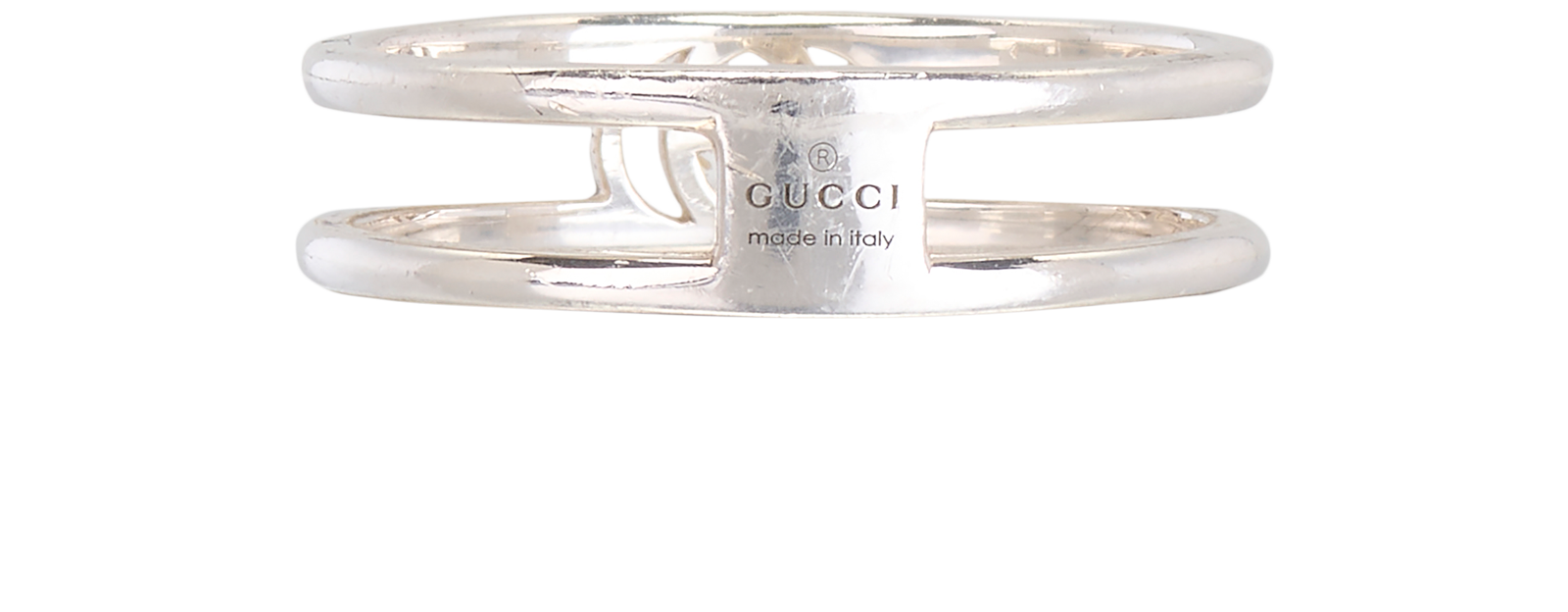 Gucci Interlocking G Open Band Ring, &pound;180, Jewellery, Silver, Sterling Silver, Back view