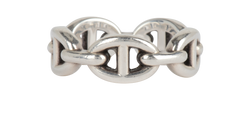 Hermes Chaine D'ancre Enchainee Ring, Silver, Sz U, B/RCT, 3*