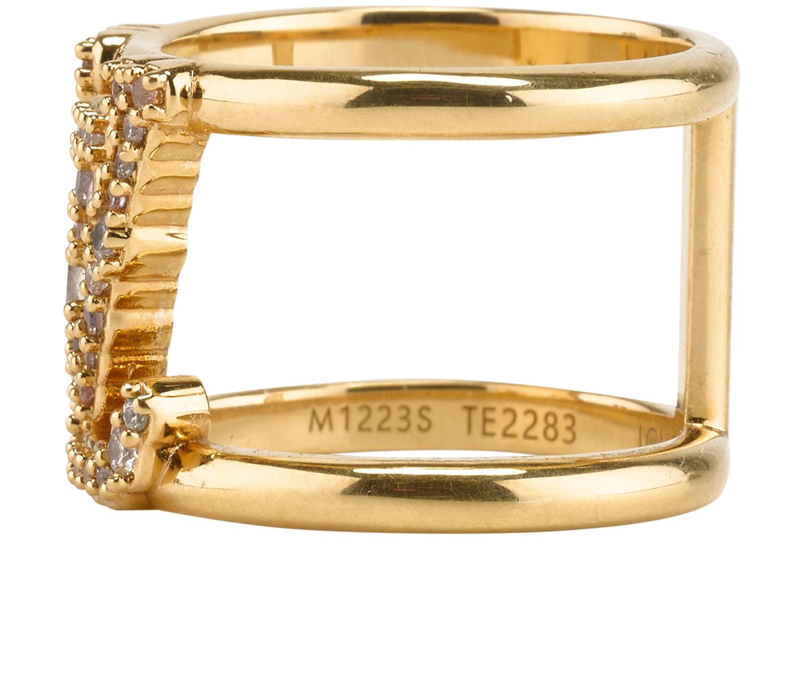 Louis Vuitton LV Iconic Tresor Ring, &pound;180, Jewellery, Gold, Brass/Crystal, Bottom view