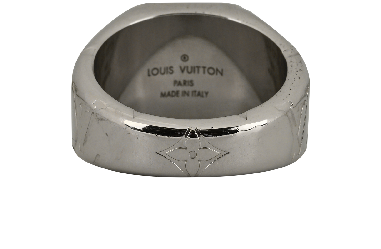 Louis Vuitton Monogram Signet Ring, &pound;210, Jewellery, Silver, Brass, Back view