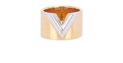 Louis Vuitton V Ring, &pound;110, Jewellery, Gold/Silver, Yellow Gold Plated, Front view