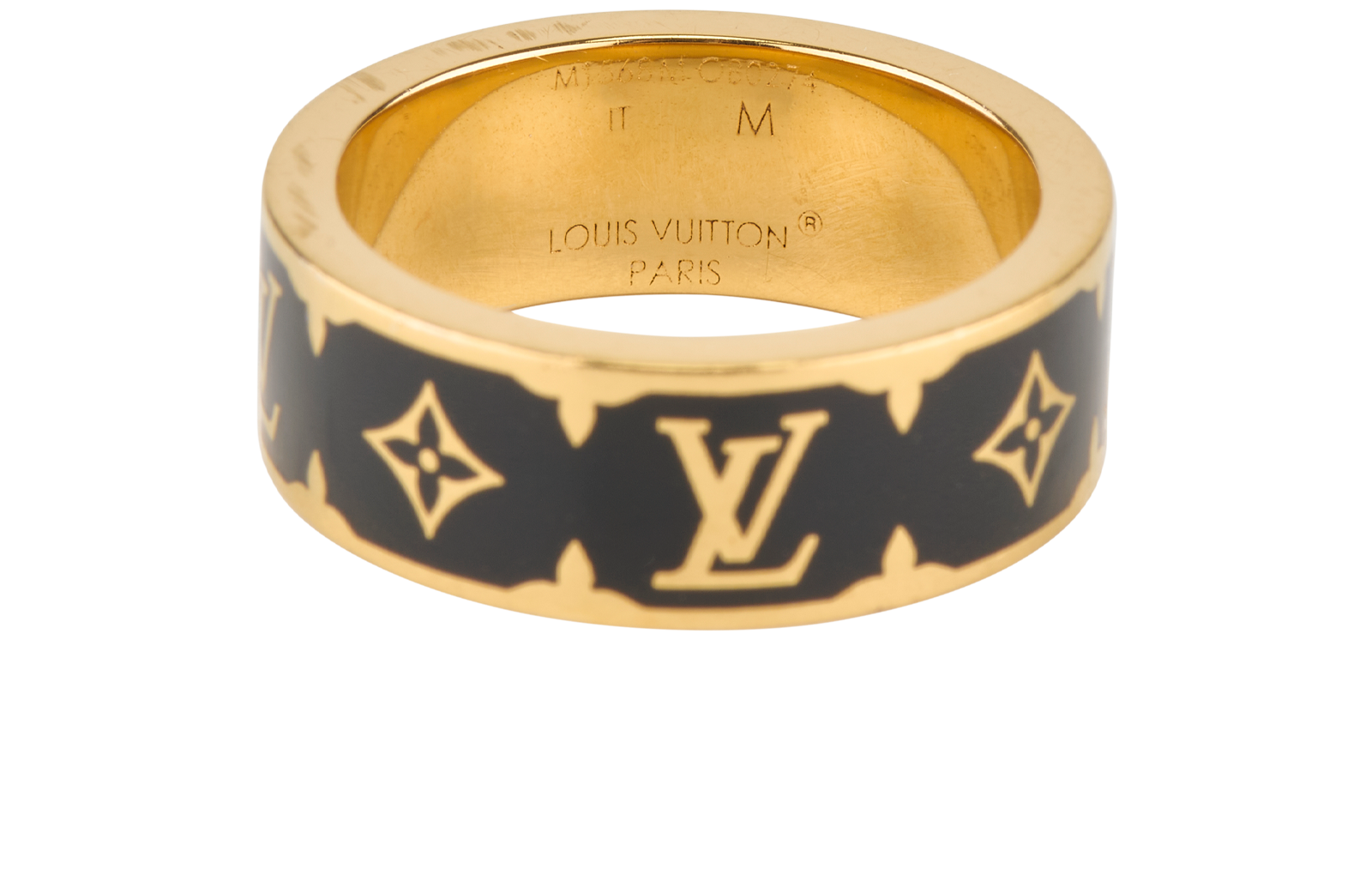 Louis Vuitton Nanogram Enamel Ring, &pound;180, Jewellery, Black/Gold, Brass, Other view