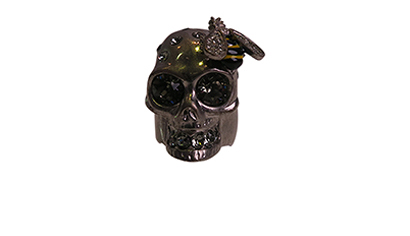 Alexander McQueen Bee Skull Ring, £70, Jewellery, Silver, Gunmetal, Front view