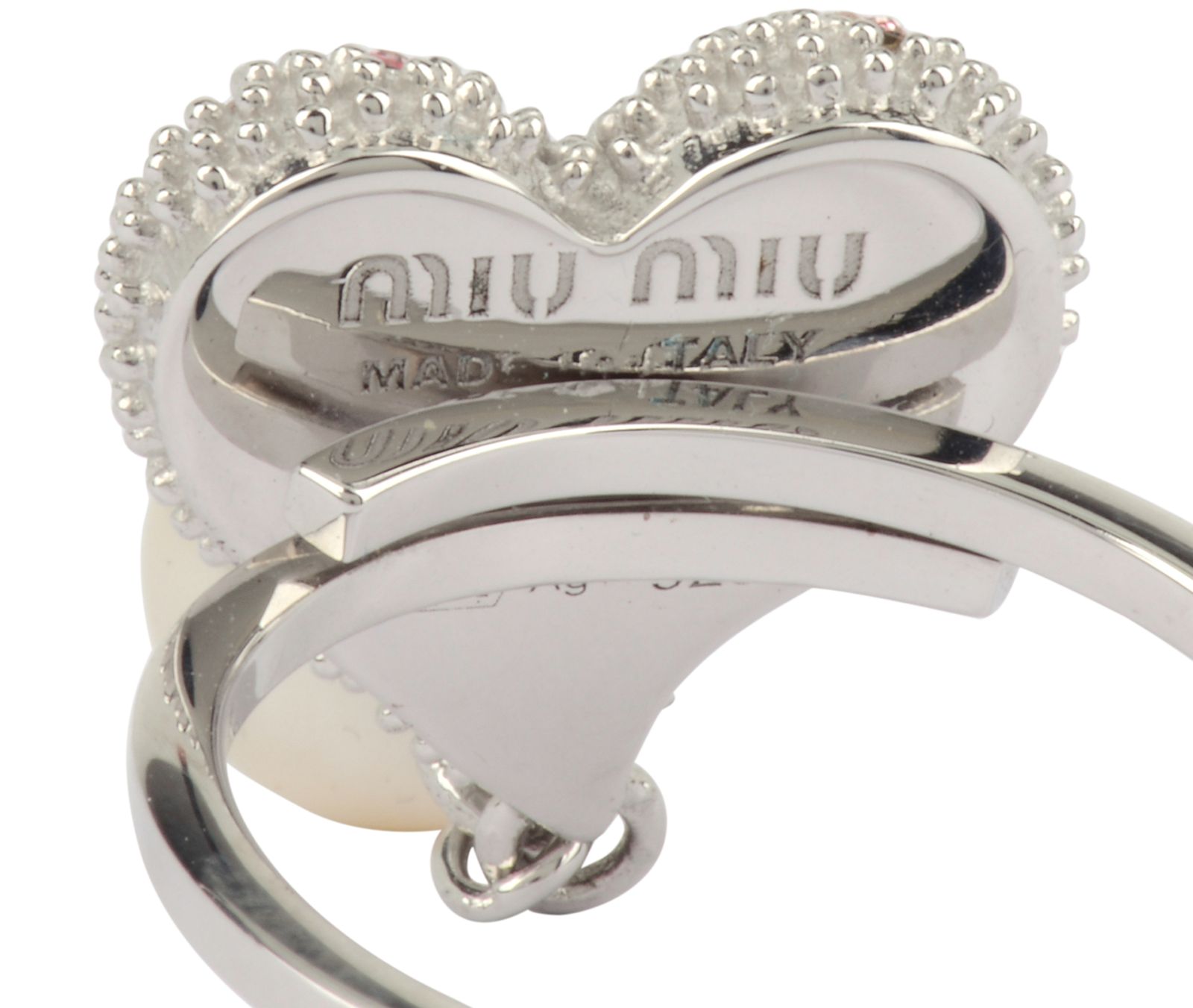 Miu Miu Embellished Heart Ring, &pound;150, Jewellery, Pink/Silver, Sterling Silver, Other view