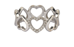Tiffany & Co Diamond Open Loving Heart Ring, 18K White Gold, Sz L, 2*