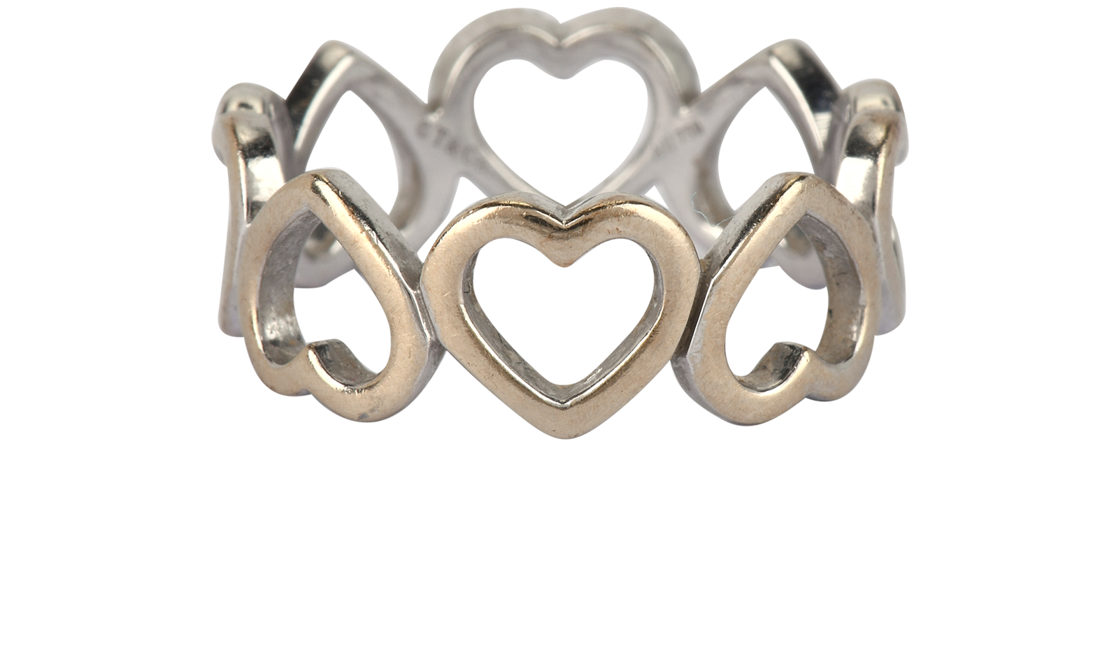 Tiffany & Co Diamond Open Loving Heart Ring, &pound;850, Jewellery, Silver, White Gold, Back view