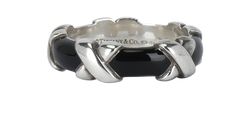 Tiffany & Co Signature X Ring, Enamel/ Sterling Silver, Black, 925, 2*