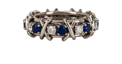 Sixteen Stone by Tiffany Ring,Diamond/Sapphire/Platinum,Blue,Sz K-L,B,3*