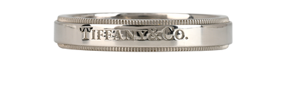Tiffany Together Milgrain Band Ring, £850, Jewellery, Silver, Platinum, Front view
