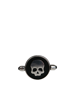Vivienne Westwood Logo Skull Ring, Metal, Silver/Black, B, 2* (10)