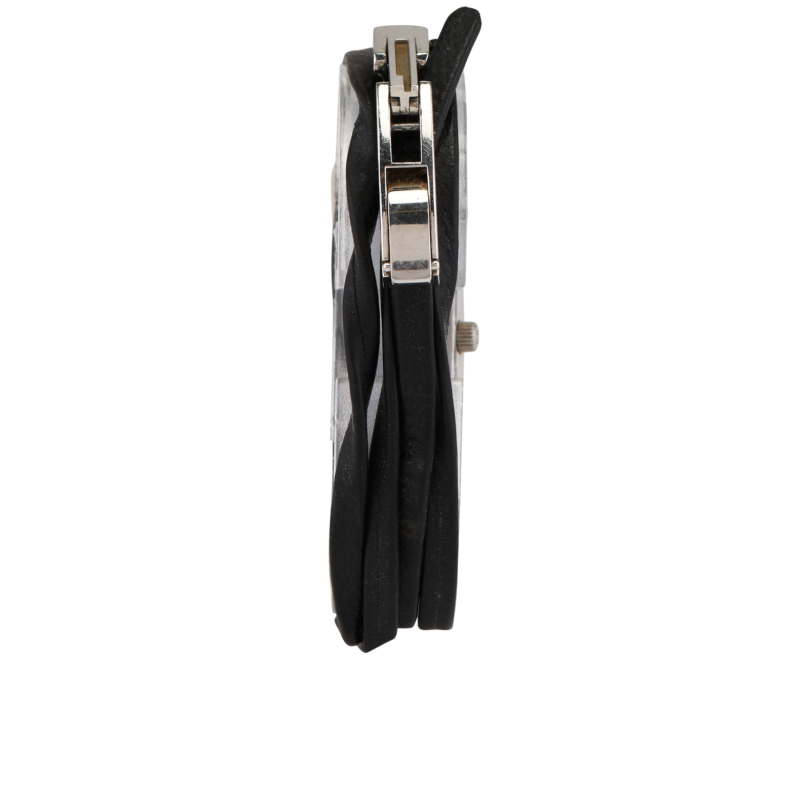 Gucci 6100L Wrap Around Watch, &pound;175, Jewellery, Black, Leather, Back view