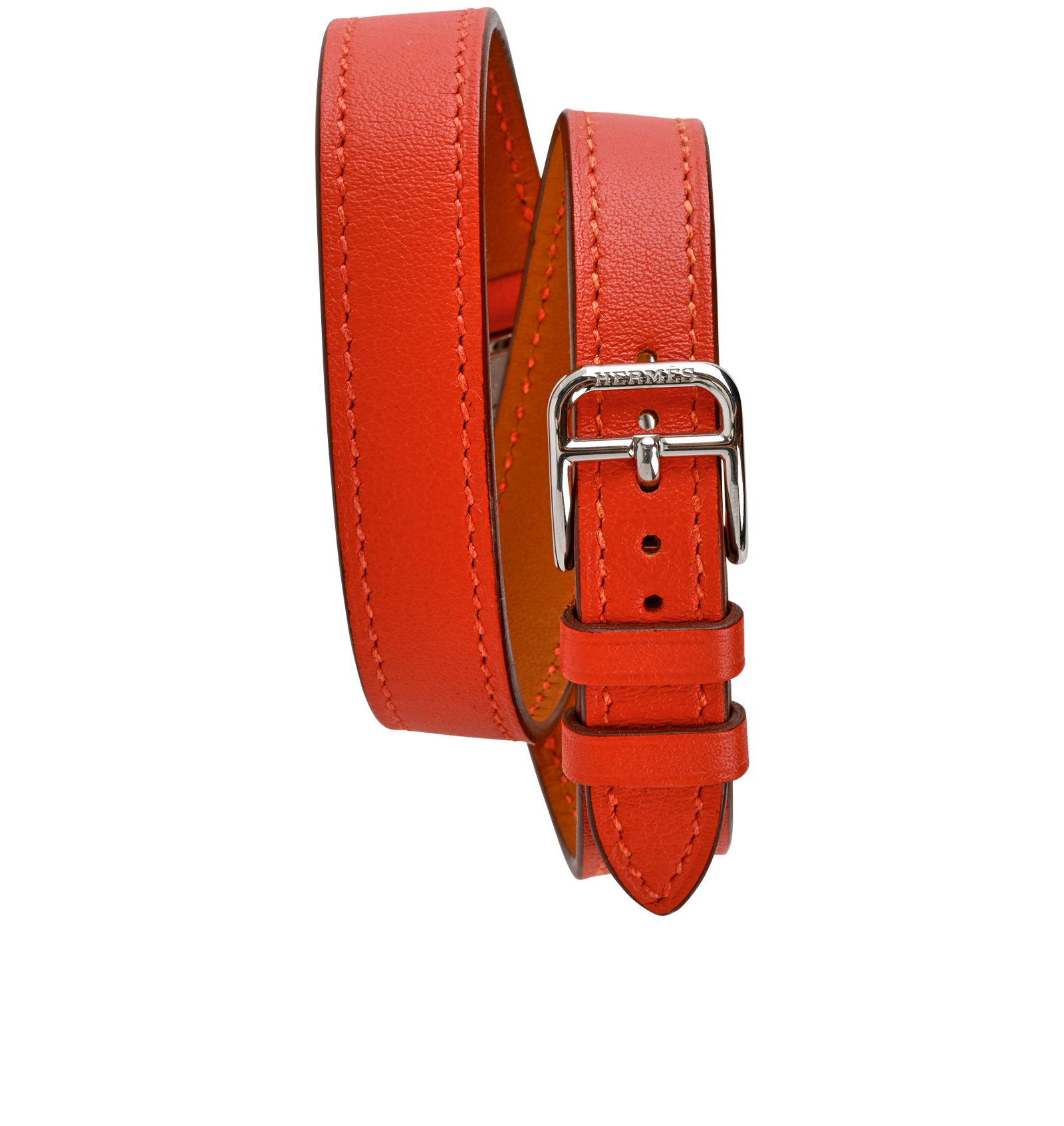 Hermes Cape Cod Watch, &pound;2,750, Jewellery, Orange, Leather/Mother of Pearl, Back view