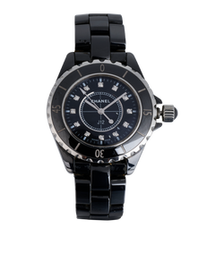 Chanel J12 Watch 33mm, Ceramic/StainlessSteel, Blk, MIS, Cert, 2*