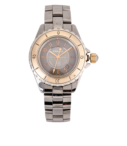 Chanel J12 Watch Two Tone, &pound;2,500, Jewellery, Gold/Grey, Enamel Coated Ceramic, Front view