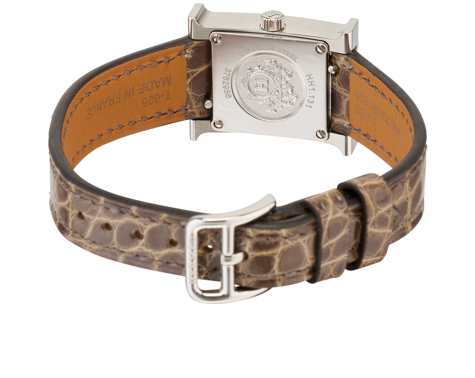 Hermes Mini Heure H Watch, &pound;3,500, Jewellery, Brown, Alligator/Stainless Steel, Other view