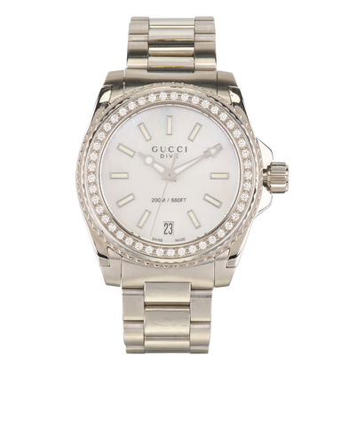 Gucci YA136406 Dive Watch, &pound;695, Jewellery, Silver, Stainless Steel, Front view