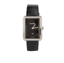 Chanel Medium Boy-Friend Watch,Stnlss Steel/Alligator,Black,XCH83131,B,2*