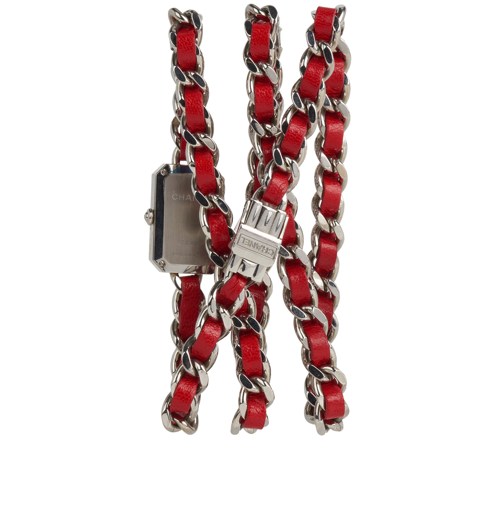 Chanel Premiere Iconic Chain Watch, &pound;2,200, Red/Silver, Back view
