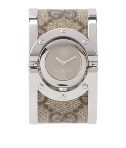 Gucci Twirl Watch, Stainless Steel/Canvas, Beige/Silver, 17399410, B, 3*