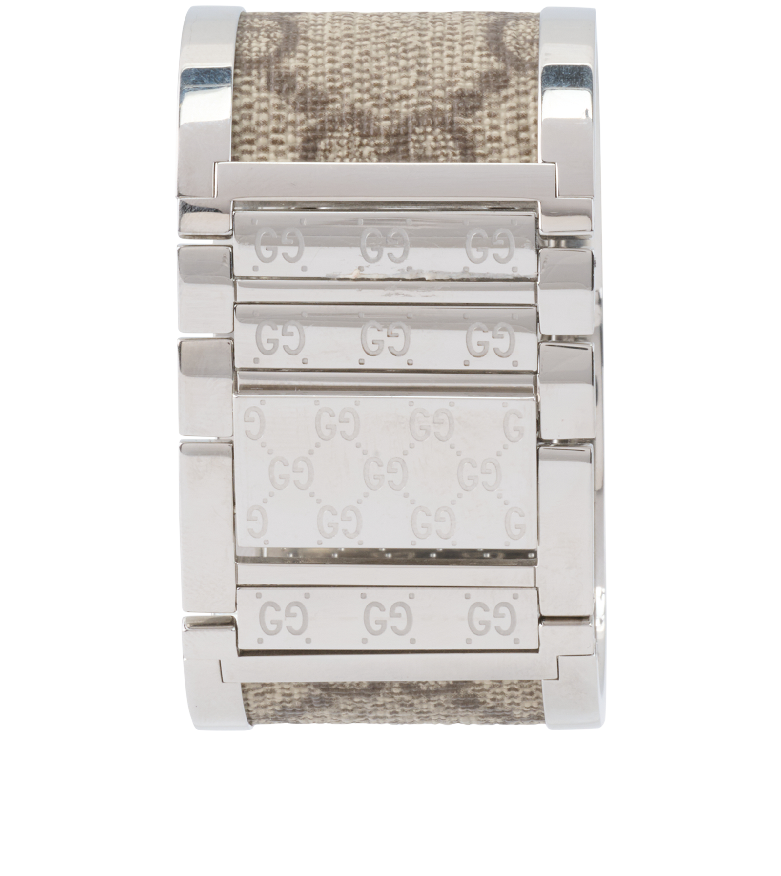 Gucci Twirl Watch, &pound;210, Jewellery, Beige/Silver, Canvas/Stainless Steel, Back view
