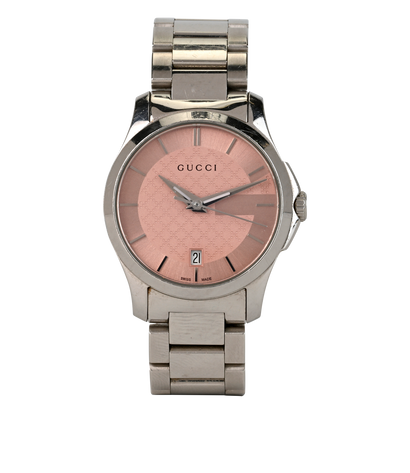 Gucci 126.6 G-Timeless Watch, &pound;295, Jewellery, Pink/Silver, Stainless Steel, Front view
