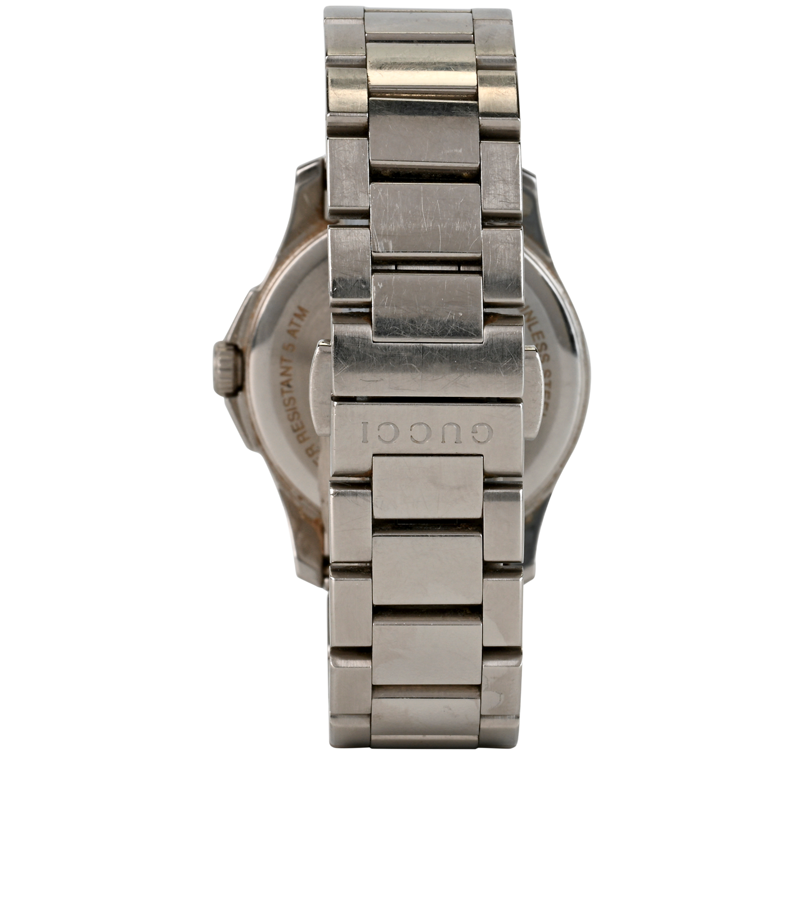 Gucci 126.6 G-Timeless Watch, &pound;295, Jewellery, Pink/Silver, Stainless Steel, Back view