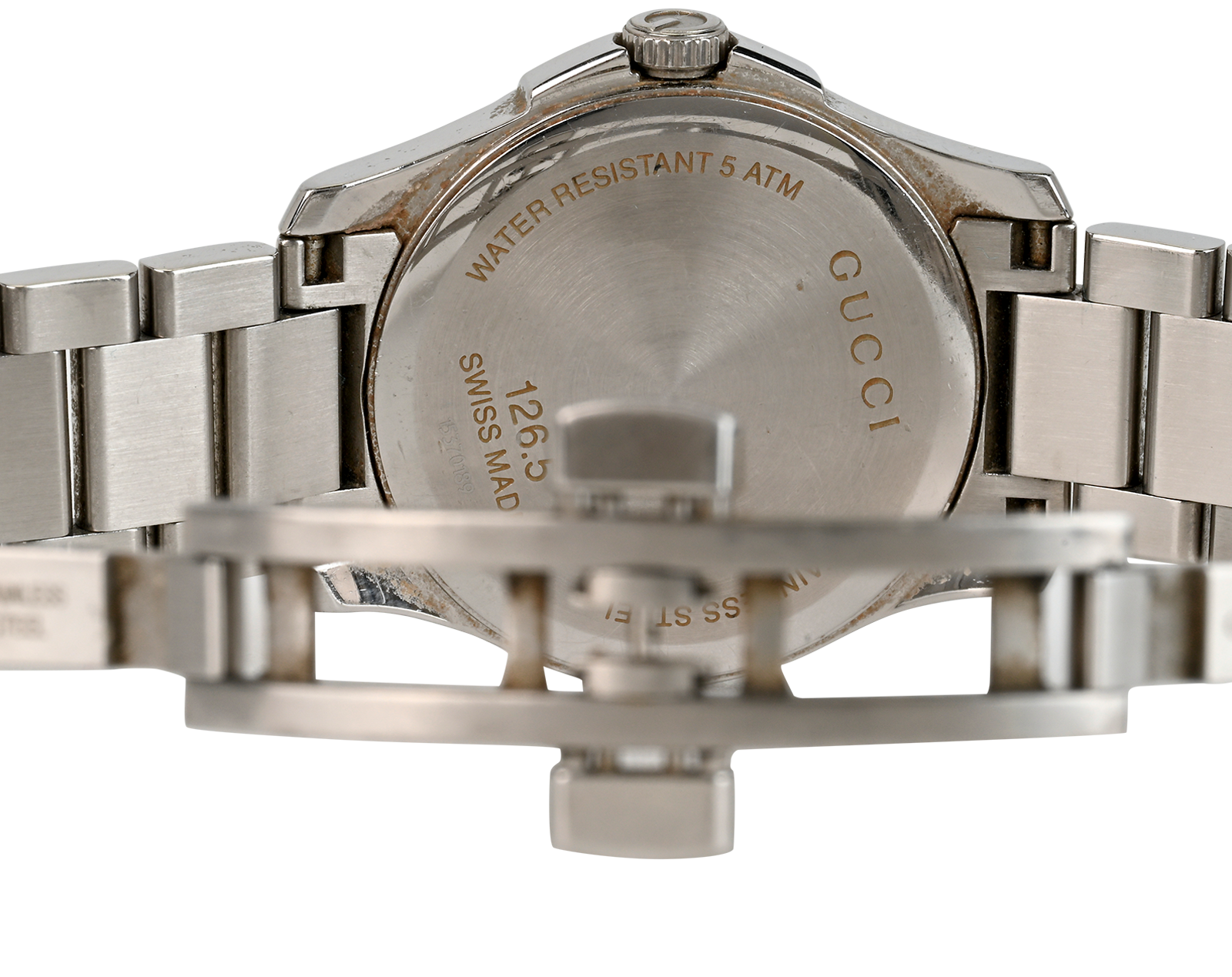 Gucci 126.6 G-Timeless Watch, &pound;295, Jewellery, Pink/Silver, Stainless Steel, Other view