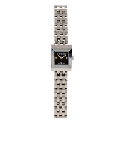 Gucci G-Frame Square Watch, &pound;260, Jewellery, Silver, Stainless Steel, Front view