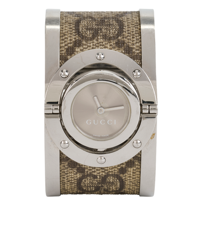 Gucci Twirl Watch, &pound;210, Jewellery, Beige/Silver, Canvas/Stainless Steel, Front view