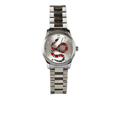 Gucci G-Timeless Kingsnake Watch, &pound;250, Silver, Front view