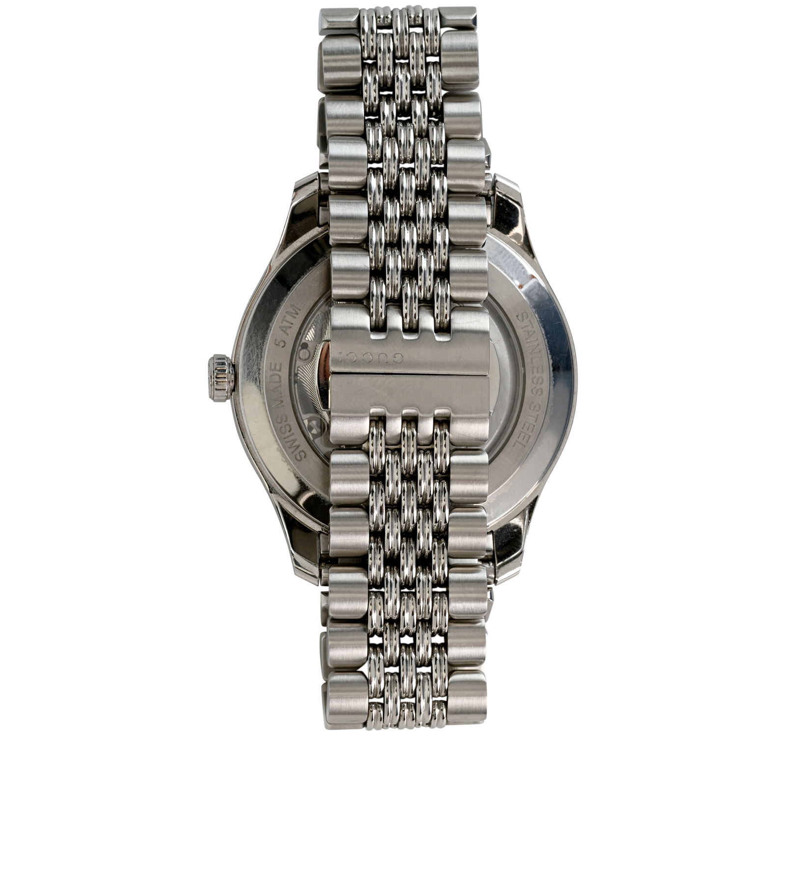 Gucci G-Timeless 40mm Watch, &pound;750, Jewellery, Silver, Stainless Steel, Back view
