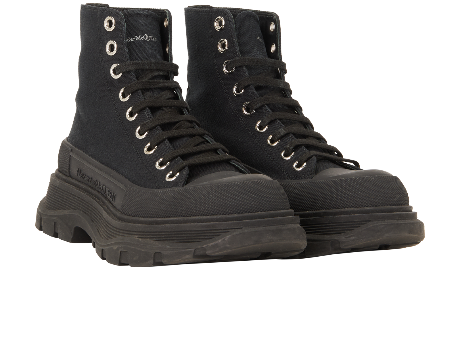 Alexander McQueen Tread Slick Boots, &pound;230, Shoes, Black, Canvas, Side view