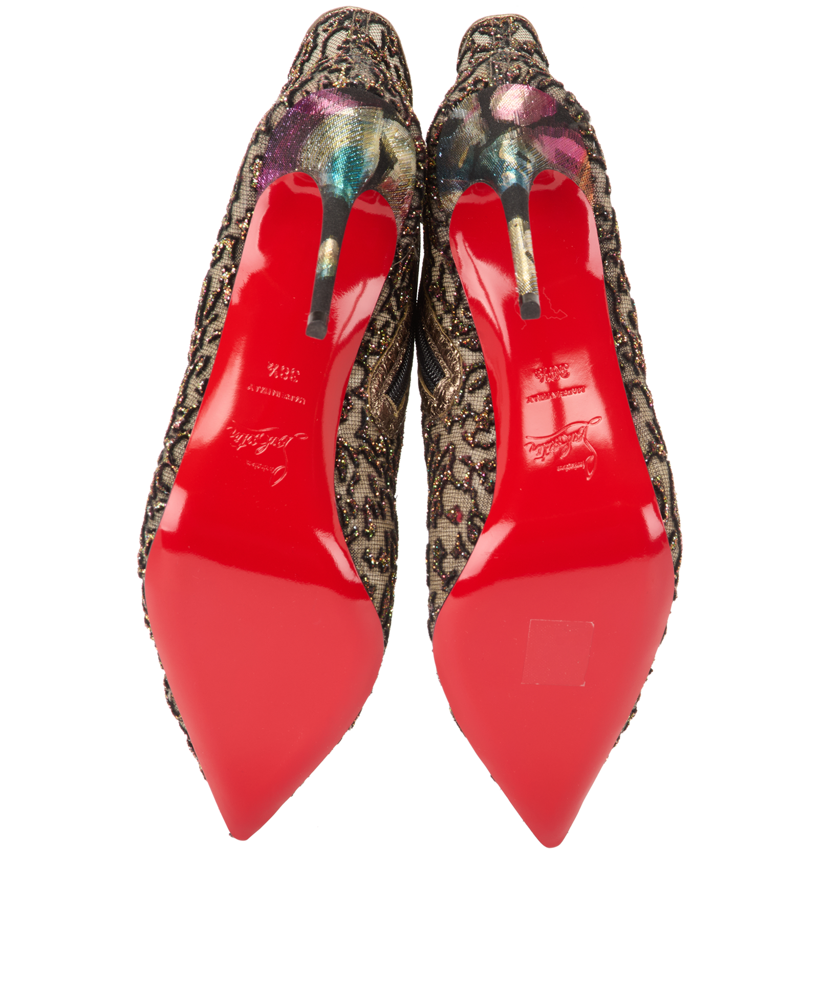 Christian Louboutin Nancy Boodie 100, &pound;395, Shoes, Bronze, Mesh, Top view