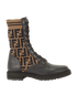 Fendi Zucca Print Rockoko Biker Boots, &pound;320, Shoes, Brown, Canvas, Front view