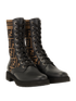 Fendi Zucca Print Rockoko Biker Boots, &pound;320, Shoes, Brown, Canvas, Side view