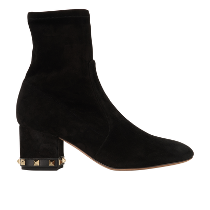 Valentino Divisa Rockstud Boots, &pound;230, Shoes, Black, Suede, Front view