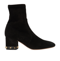 Valentino Divisa Rockstud Boots, Suede, Black, UK4.5, DB, 2*
