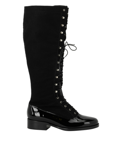 Chanel Embellished Mid-length Boots, £595, Shoes, Black, Fabric, Front view