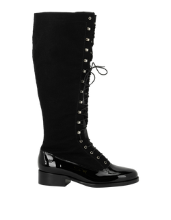 Chanel Embellished Mid-length Boots, Fabric, Black, UK6, 3*