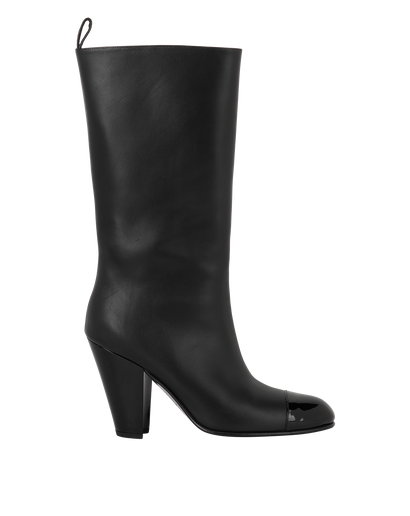 Chanel Knee Length Boots, &pound;695, Shoes, Black, Leather, Front view