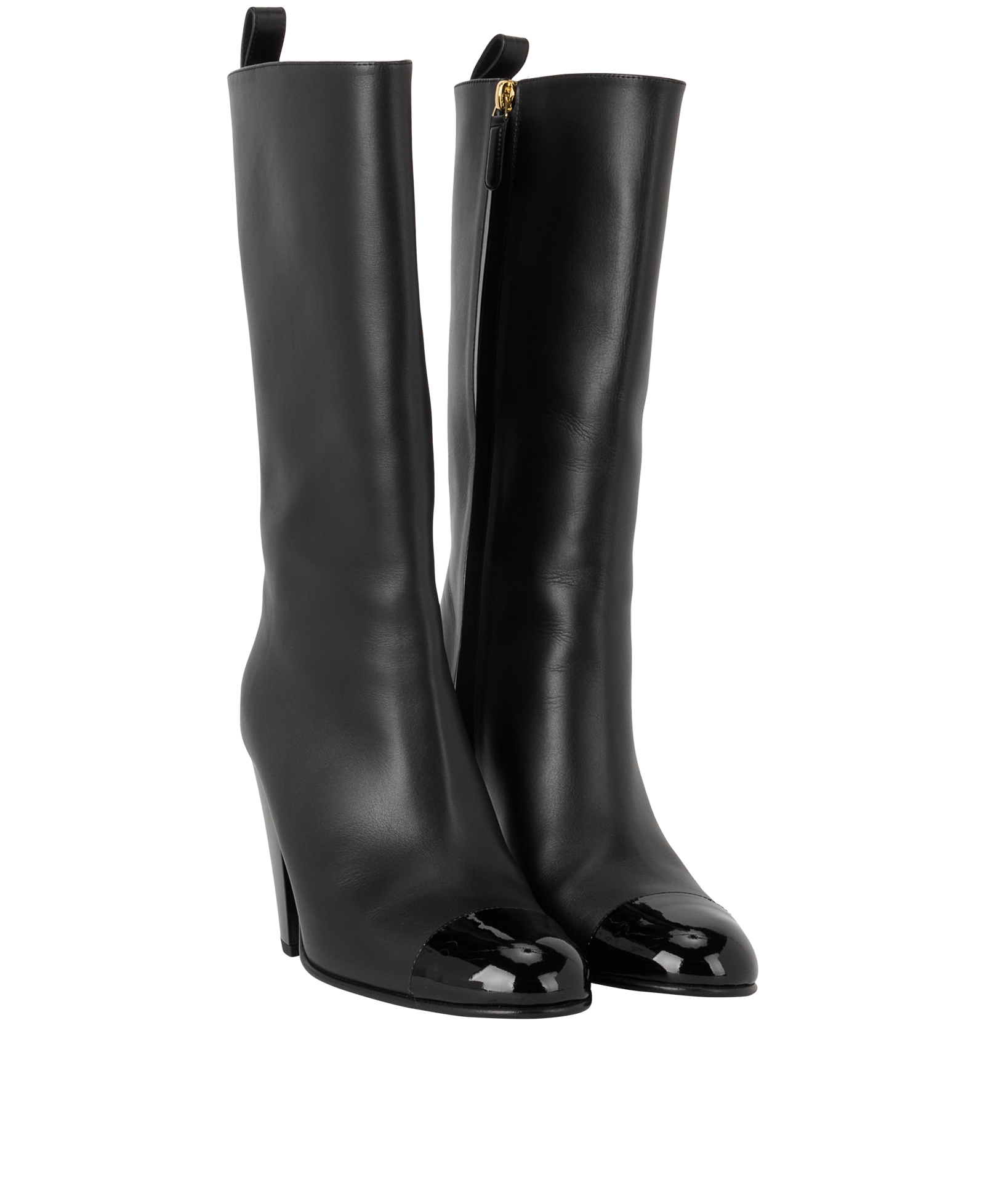 Chanel Knee Length Boots, &pound;695, Shoes, Black, Leather, Side view