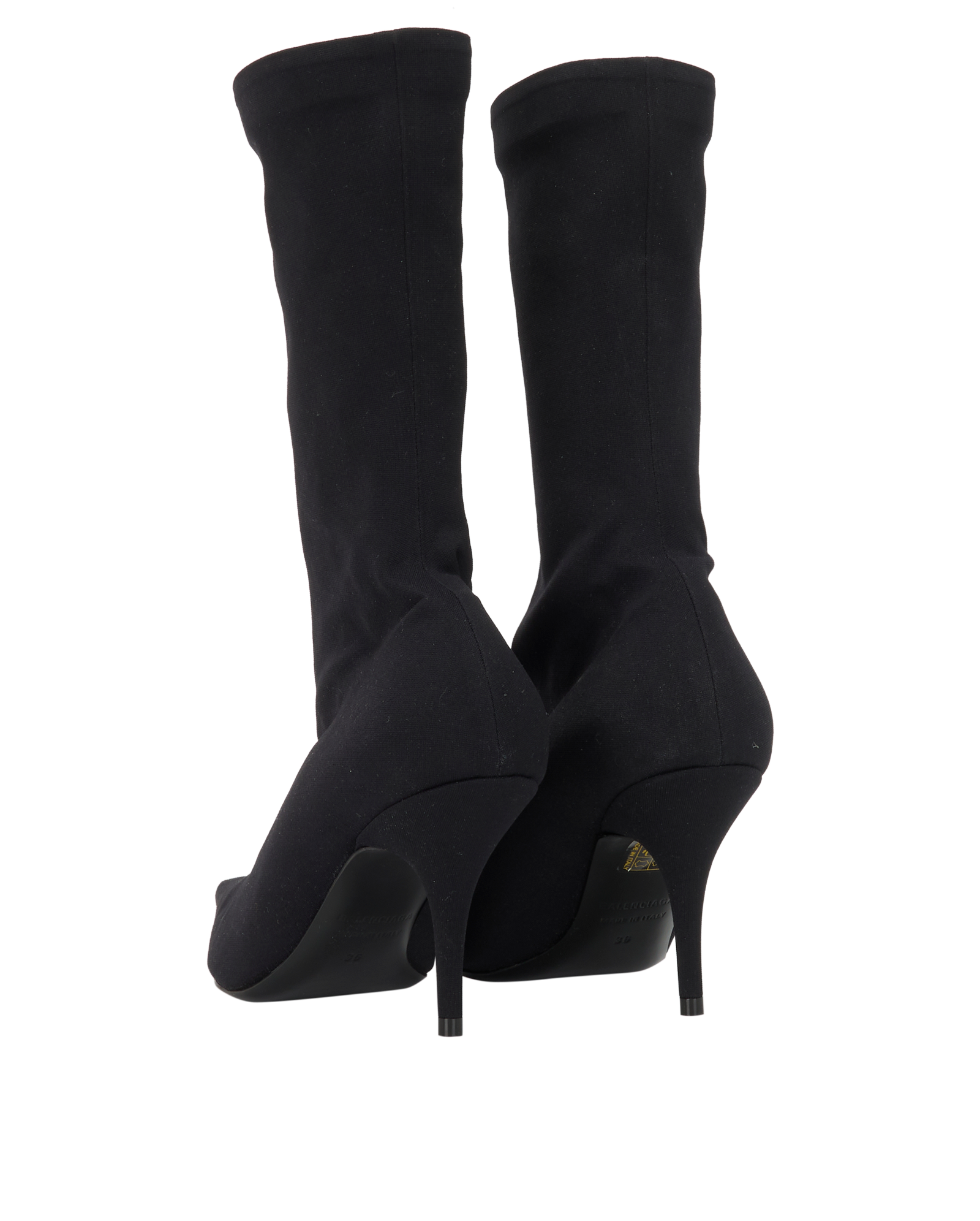 Balenciaga Knife Bootie, &pound;350, Shoes, Black, Fabric, Back view