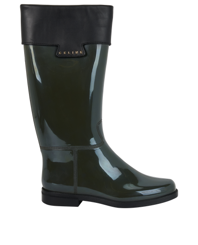 Celine Rain Boots, &pound;220, Shoes, Green, Leather/Rubber, Front view