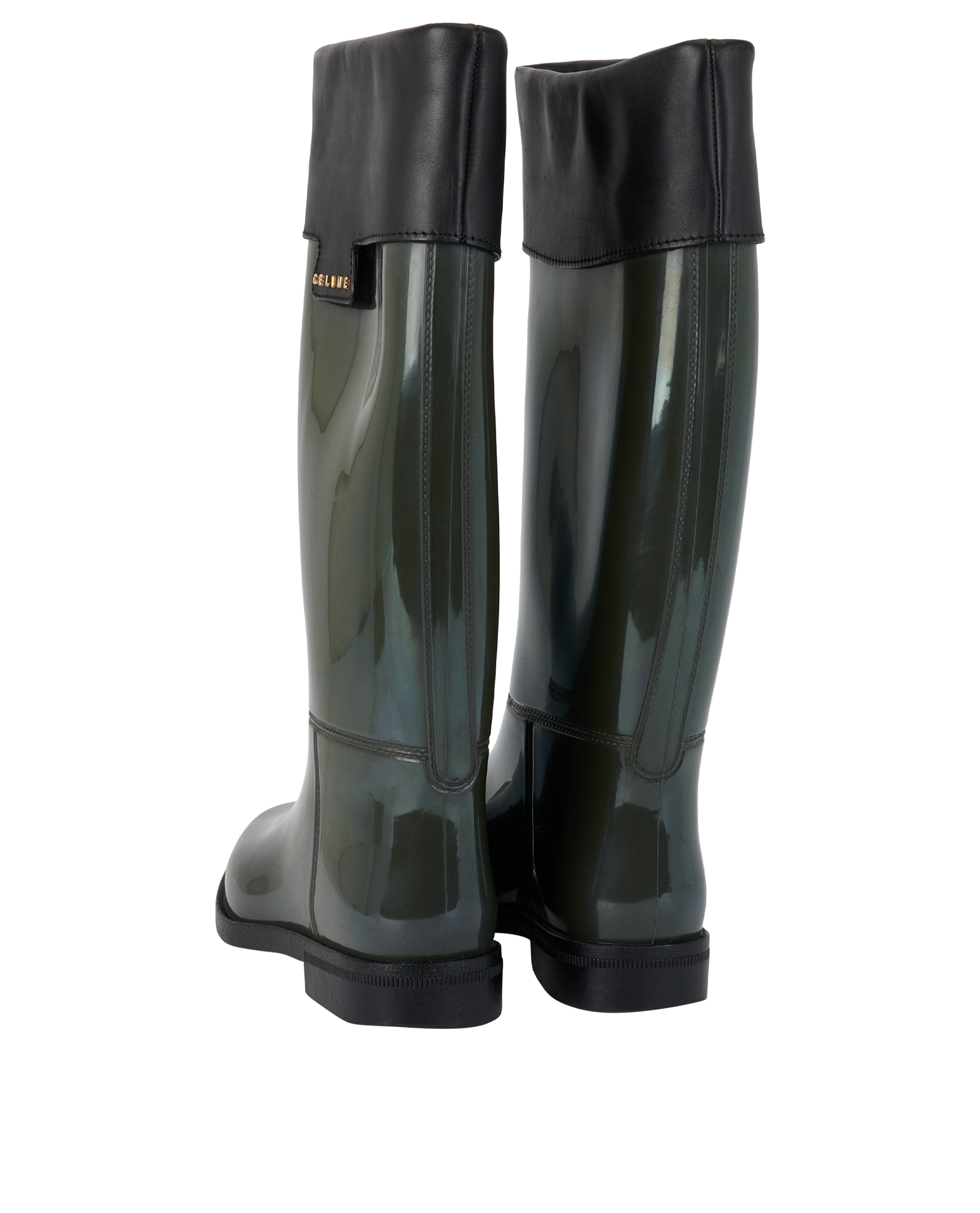 Celine Rain Boots, &pound;220, Shoes, Green, Leather/Rubber, Back view