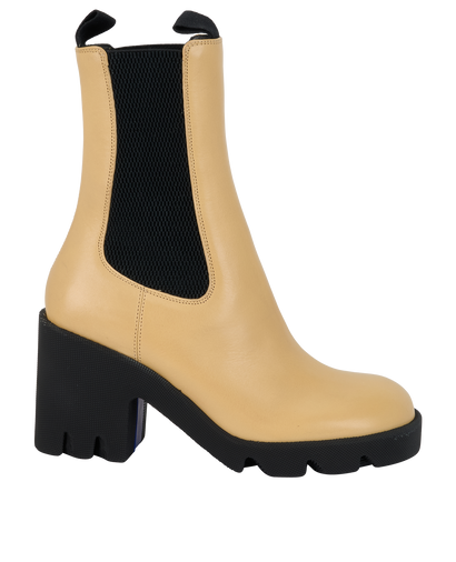 Burberry Stride Chelsea Boots, £395, Shoes, Beige, Leather, Front view